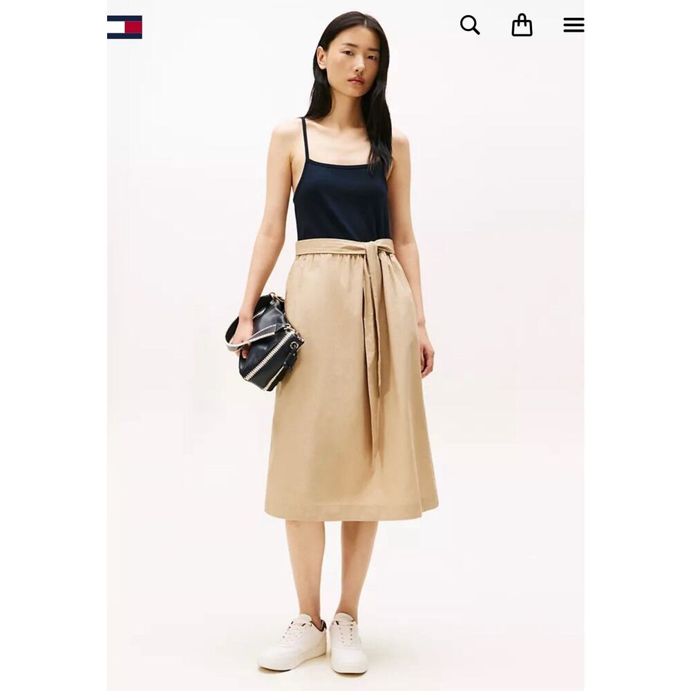 Tommy Hilfiger Navy & Beige Midi Dress